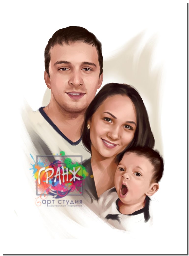 Семейный портрет по фото на холсте в Стрелитамаке — правильный подарок!